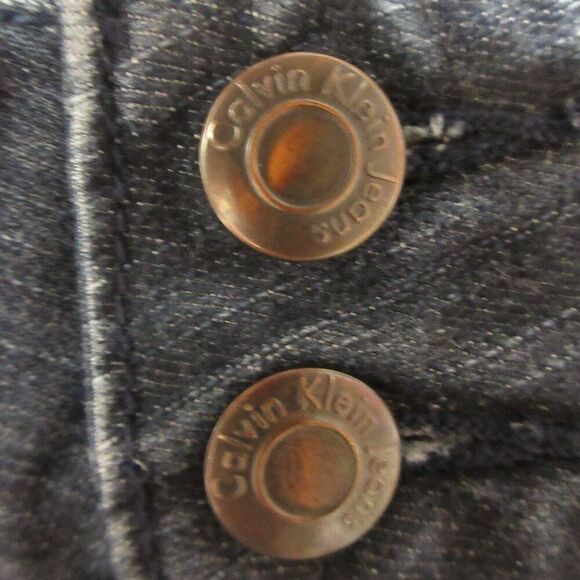 CALVIN KLEIN Cargo Utility Jean Shortie Shorts Sz 12/31 Dark Wash Stretch Denim - Picture 3 of 12